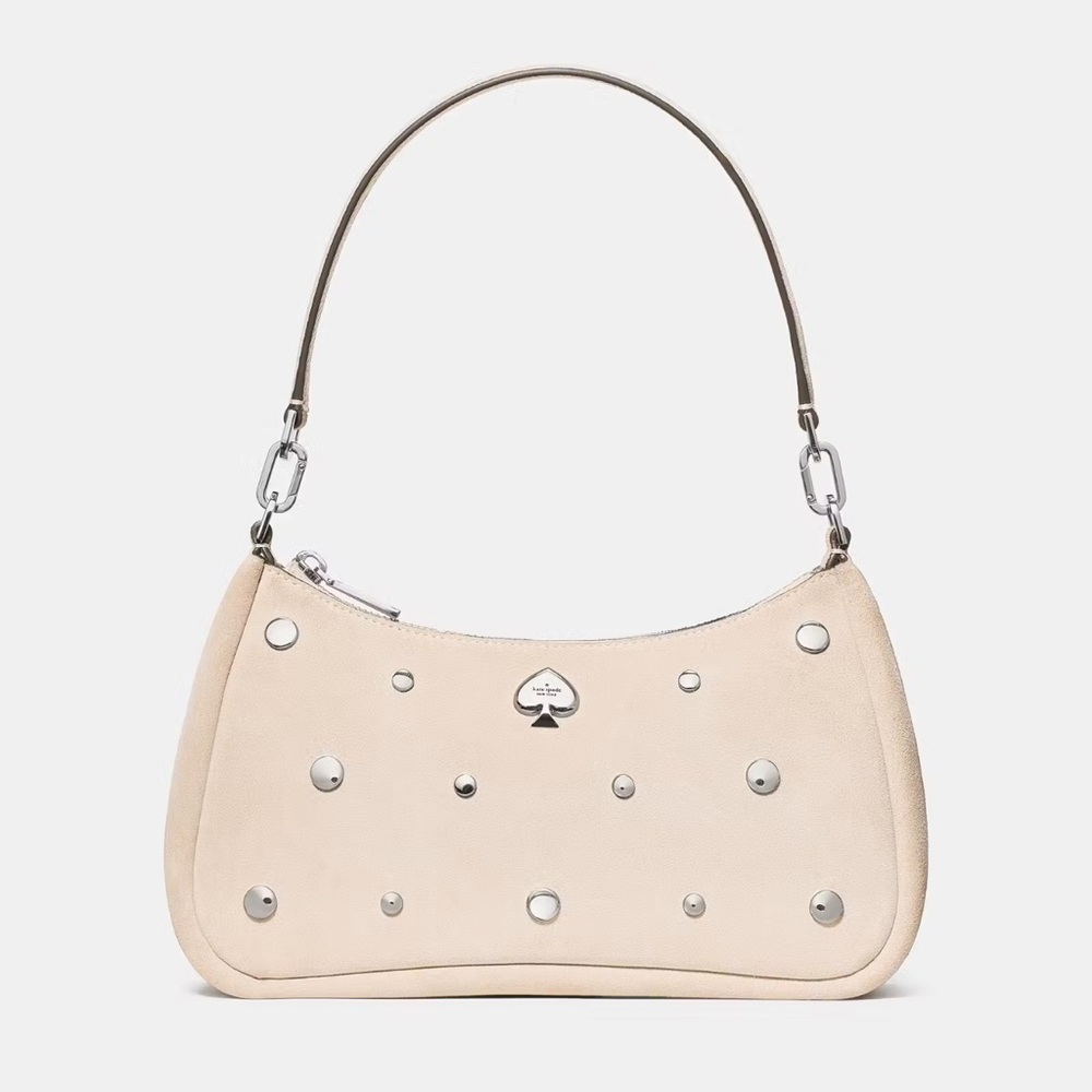 ♠️Kate Spade Kayla Suede Studs Small Convertible Shoulder Bag, Milk Glass NWT